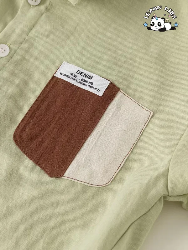 LEZONKIDS - OEM Customizable Little Gentle Short Sleeve and Pant Button Outfits Boys Clothing Sets 2-14 Years Old